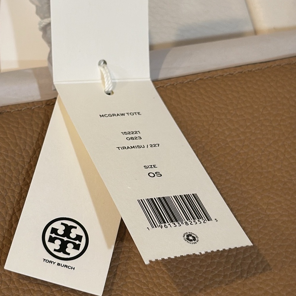 NWT Tory Burch McGraw Leather Tote in Tiramisu Brown Color with Dust Bag - Picture 10 of 15